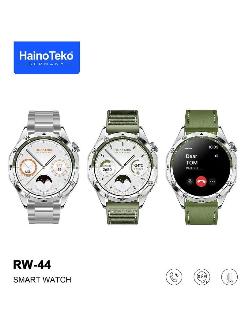 Haino Teko GT4 RW-44 Round AMOLED Smart Watch for Gents & Boys with Water-Resistant Design, Touch Screen Fitness Smartwatch, 3 Interchangeable Straps, Modern Sporty Look - Image 2